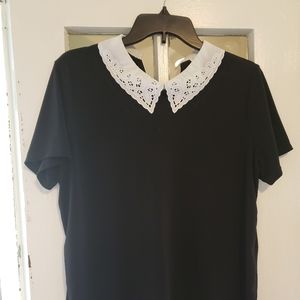 Faith and Joy black top with lace collar size L